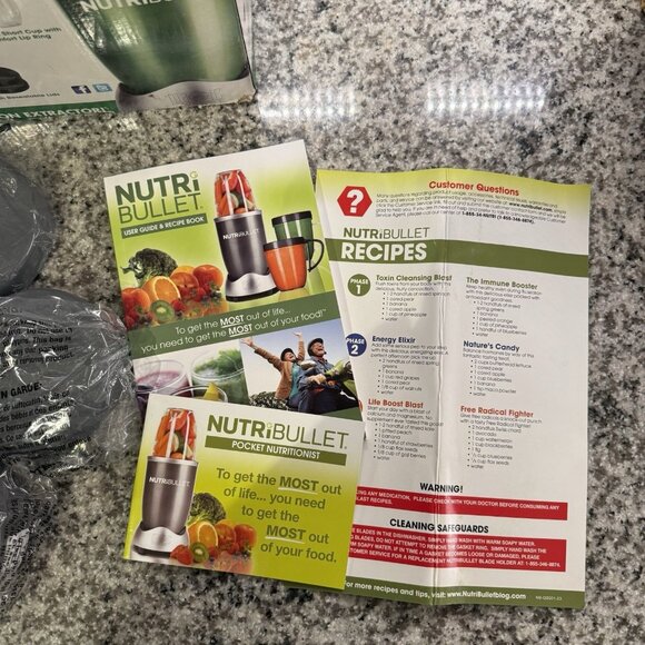 NutriBullet Magic Bullet NB-101B Replacement Parts- Blade Cups Lids Recipe Book - Picture 3 of 16